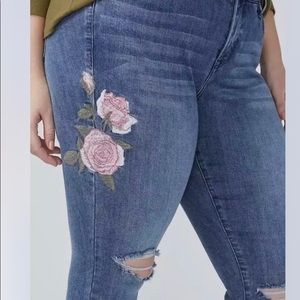 Lane Bryant Skinny Ankle Jean w/ Embroidery Roses